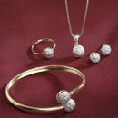 Gold Plated White Cubic Zirconia Daily Wear Pendant Matching Set
