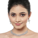 Rhodium Plated Marquise Cut White American Diamond Ethnic Necklace Jewellery Set