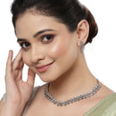 Rose Gold Plated Stylish Tapered White AD Ethnic Necklace Jewellery Set