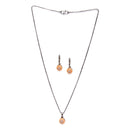 Rose Gold Plated Round Ball White Cubic Zirconia Casual / Daily Wear Pendant Set