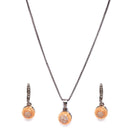 Rose Gold Plated Round Ball White Cubic Zirconia Casual / Daily Wear Pendant Set