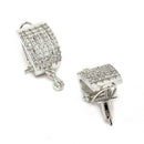Rhodium Plated Teardrop Shape White AD Stone Casual Studs Earrings