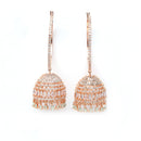 Rose Gold Plated Sea Green AD Studded Ethnic Jhumka Jhumki Earrings