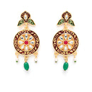 Gold Plated Crescent Multicolor Pearl Ethnic Long Necklace Set