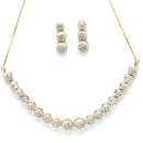 Gold Plated Circular White American Diamond Ethnic Complete Jewellery Set