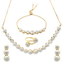 Gold Plated Circular White American Diamond Ethnic Complete Jewellery Set