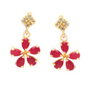 Gold Plated Pear Cut Red AD Ethnic Necklace Jewellery Set