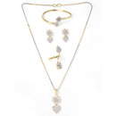 Gold Plated Pink AD Stone Contemporary Pendant Matching Set