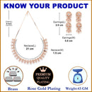 Rose Gold Plated Cluster Floral White American Diamond Contemporary Necklace Jewellery Set
