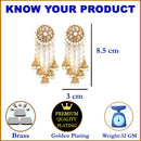 Gold Plated Circular Shape White Pearl Ethnic Chandbali Earrings