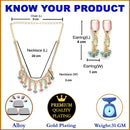 Gold Plated Cushion-Cut Multicolor American Diamond Ethnic South Indian Jewellery Set