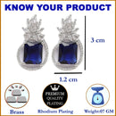 Rhodium Plated Paisley Shape AD Stone Contemporary Studs Earrings