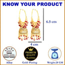Gold Plated Dome Shape Red Pearl Beaded Ethnic Jhumka Jhumki Earrings
