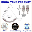 Rhodium Plated Marquise Cut Red Pearl Ethnic Oxidised Necklace