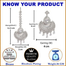 Rhodium Plated White ADStudded Bead Drops Modern Elegance Maang Tikka & Earring