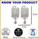 Rhodium Plated Teardrop Shape White AD Stone Casual Studs Earrings