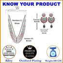 Rhodium Plated Draped Multicolor Cubic Zirconia Ethnic Oxidised Necklace