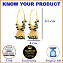 Gold Plated Dome Shape Blue Pearl Beaded Ethnic Jhumka Jhumki Earrings