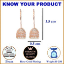 Rose Gold Plated Sea Green AD Studded Ethnic Jhumka Jhumki Earrings
