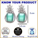 Rhodium Plated Paisley Shape AD Stone Contemporary Studs Earrings