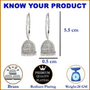Rhodium Plated White AD Studded Ethnic Jhumka Jhumki Earrings