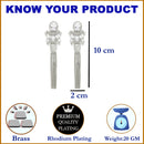 Rhodium Plated Chain Fringe American Diamond Contemporary Long Drop Earrings
