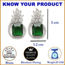 Rhodium Plated Paisley Shape AD Stone Contemporary Studs Earrings