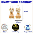 Ethnic White Pearl Beaded Gold Plated Jhumka Jhumki Earrings