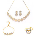 Gold Plated White American Diamond Ethnic Complete Jewellery Set