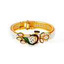 Gold Plated Peacock Design Pearl Stone Ethnic Bangles For Women