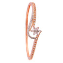 Rose Gold Plated AD Stone Contemporary Flower Shape Cuff Bracelet