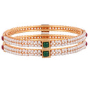 Gold Plated Green Stone Ethnic Bangles For Women