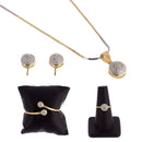 Gold Plated White Cubic Zirconia Daily Wear Pendant Matching Set