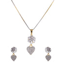 Gold Plated Stylish White AD Stone Contemporary Pendant Matching Set