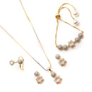 White AD Stone Gold Plated Contemporary Pendant Matching Set
