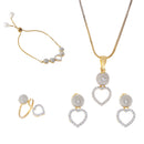 White AD Gold Plated Contemporary Pendant Matching Set