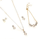 Gold Plated White American Diamond Contemporary Pendant Matching Set