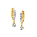 Gold Plated White CZ Casual Hoop Earrings