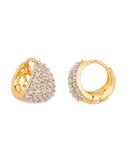 Gold Plated White American Diamond Casual Hoop Earrings
