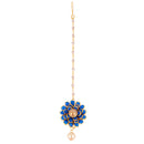 Gold Plated Blue Pearl Ethnic Set of 1 Maang Tikka For Girl