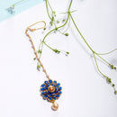 Gold Plated Blue Pearl Ethnic Set of 1 Maang Tikka For Girl
