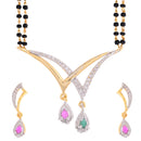 Combo Set Gold Plated AD Stone Contemporary Mangalsutra With Earrings