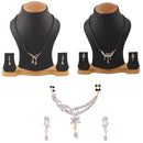 Combo Set Gold Plated AD Stone Contemporary Mangalsutra With Earrings