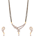 Combo Set of 2 AD Gold Plated Contemporary Mangalsutra With Earrings