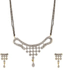 Gold Plated American Diamond Contemporary Designer Mangalsutra & Earrings For Women