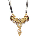 Gold Plated Peacock Style Contemporary Kundan Mangalsutra With Earrings