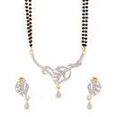 Gold Plated AD Studded Leaf Shape Contemporary Mangalsutra With Earrings
