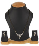 Gold Plated AD Studded Leaf Shape Contemporary Mangalsutra With Earrings