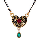 Antique Gold Plated Heart Shape Contemporary Mangalsutra For Women