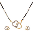 Gold Plated Heart Shape AD Studded Mangalsutra With Earrings